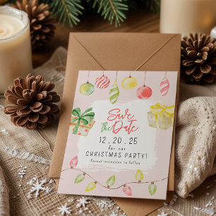 Cute Jingle & Mingle Pink Christmas Party Save The Date