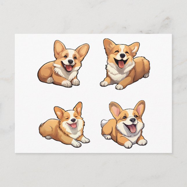 cute jolly corgi puppy dogs postcard (Front)