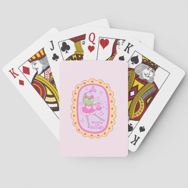 Cute Jolly Frog - Worthy and Enough Playing Cards (Back)