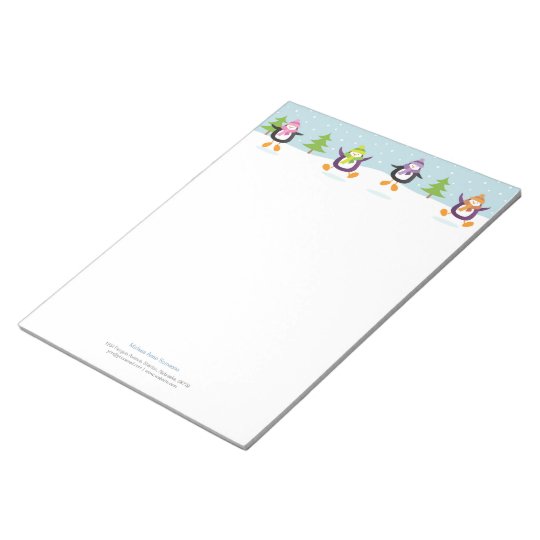 Cute Jolly Jumping Penguins Novelty Personalized Notepad