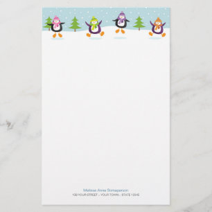 Cute Jolly Jumping Penguins Novelty Stationery