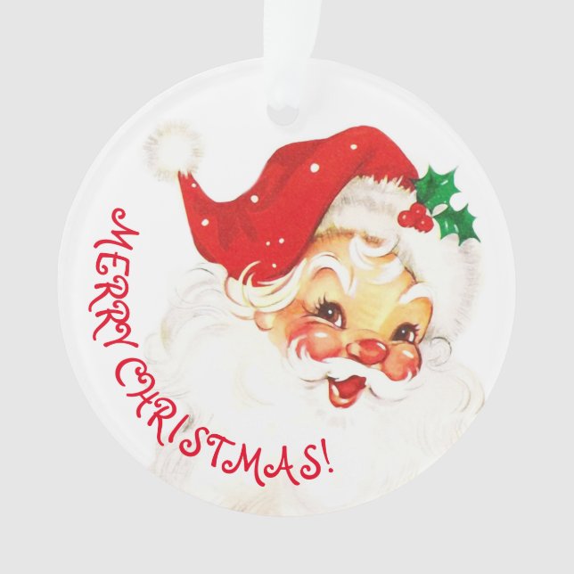 Cute & Jolly Santa Claus Merry Christmas Ornament (Front)