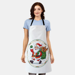 Cute Jolly Santa Claus with Toys Christmas Ornamen Apron