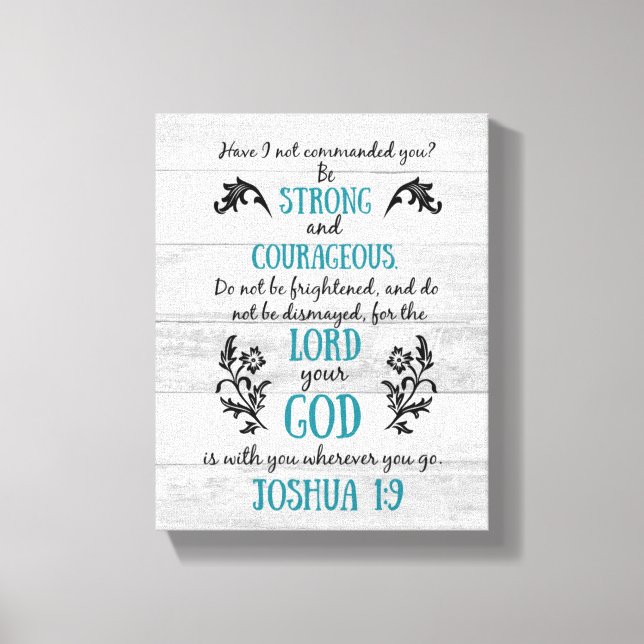 Cute Joshua 1:9 Scripture Canvas (Front)