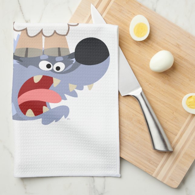Cute Jouer Cartoon Sheep et Wolf Serviette de cuis (Quart Plié)