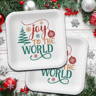 Cute 'Joy to the World' Christmas Paper Plate