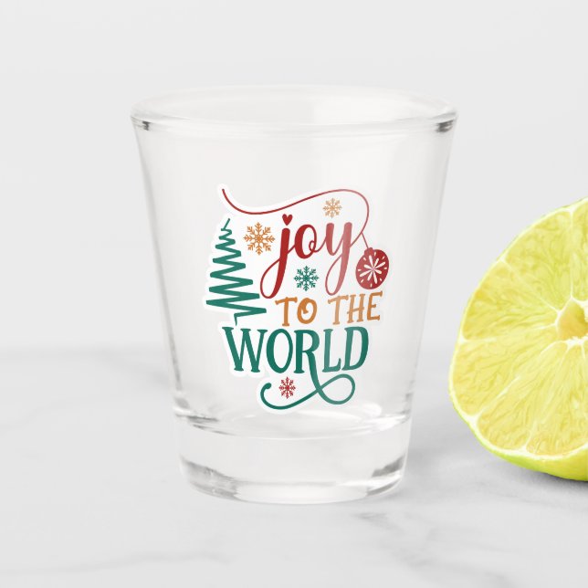 Cute 'Joy to the World' Christmas Shot Glass (Front)