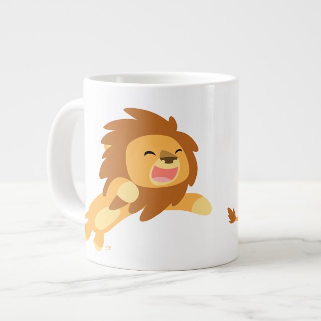 Cute Joyful Cartoon Lion Jumbo Mug (Front Left)