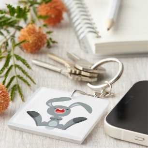 Cute Joyful Cartoon Rabbit Acrylic Keychain