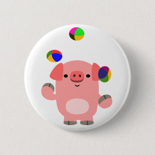 Cute Juggling Cartoon Pig 2 Inch Round Button