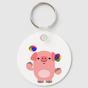 Cute Juggling Cartoon Pig Keychain