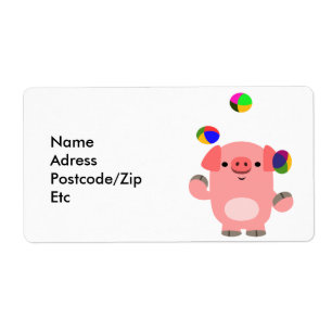 Cute Juggling Cartoon Pig Shipping Label