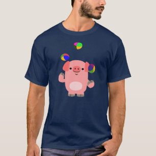 Cute Juggling Cartoon Pig T-Shirt