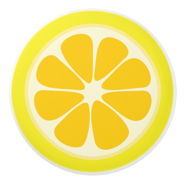 Cute Juicy Citrus Lemon Tropical Fruit Slice Ceramic Knob (Front)