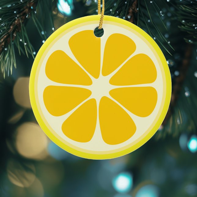 Cute Juicy Citrus Lemon Tropical Fruit Slice Ceramic Ornament (Creator Uploaded)