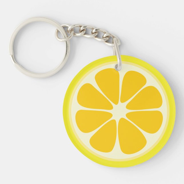 Cute Juicy Citrus Lemon Tropical Fruit Slice Keychain (Front)