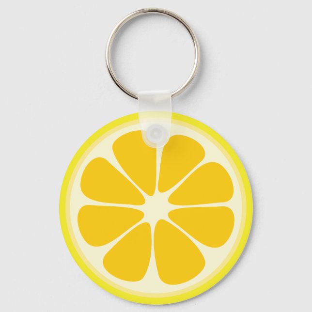 Cute Juicy Citrus Lemon Tropical Fruit Slice Keychain (Front)