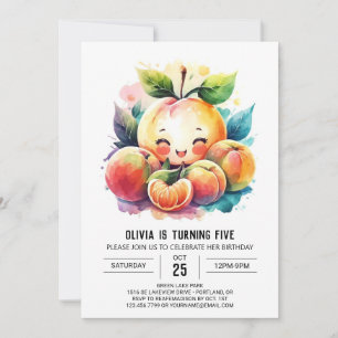 Cute Juicy Peach Birthday Invitation