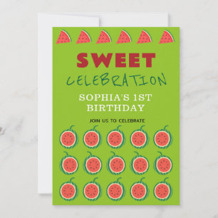 Cute & Juicy Watermelon Theme Invitation