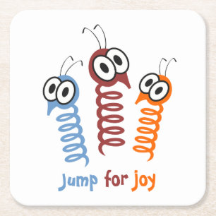 Cute Jump for joy quote funny Square Paper Coaster