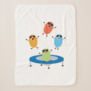 Cute Jumping Candy Beans Wearing Sunglasses Sherpa Blanket