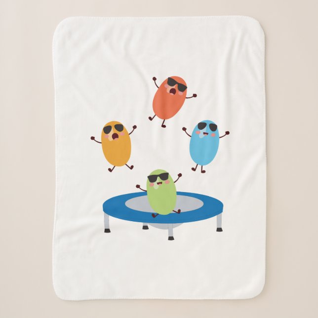 Cute Jumping Candy Beans Wearing Sunglasses Sherpa Blanket (Front)
