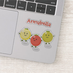 Cute jumping cherry tomatoes cartoon illustration