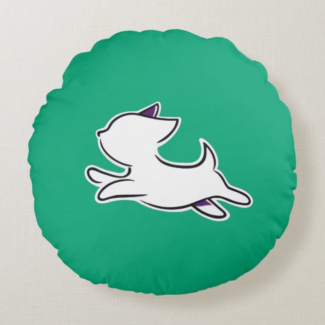 Cute Jumping Dog – Kids Round Pillow (Front)