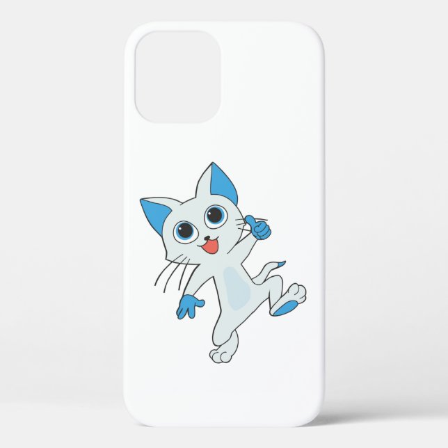 CUTE JUMPING LIGHT CYAN KITTEN WITH BLUE EYES,EARS Case-Mate iPhone CASE (Back)