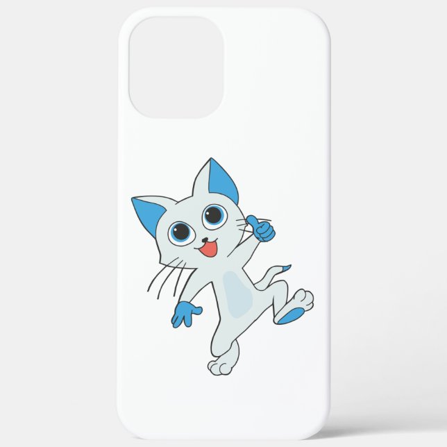 CUTE JUMPING LIGHT CYAN KITTEN WITH BLUE EYES,EARS Case-Mate iPhone CASE (Back)