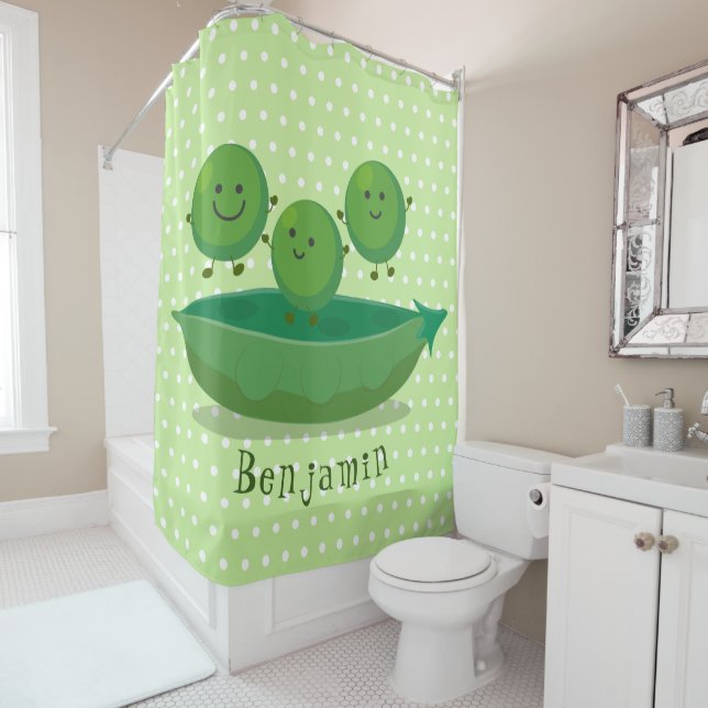 Cute jumping peas in pod cartoon illustration (In Situ)