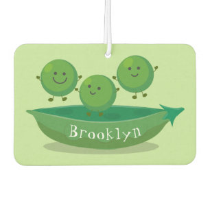 Cute jumping peas in pod cartoon illustration air freshener
