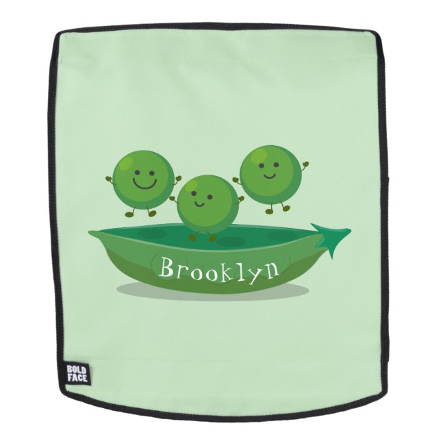 Cute jumping peas in pod cartoon illustration backpack (Removable Face)