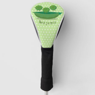Cute jumping peas in pod cartoon illustration golf head cover
