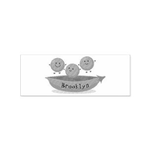 Cute jumping peas in pod cartoon illustration rubber stamp
