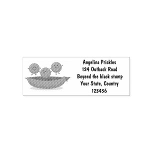 Cute jumping peas in pod cartoon illustration  self-inking stamp