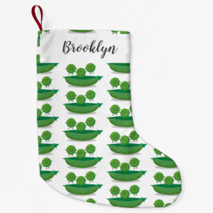 Cute jumping peas in pod cartoon illustration small christmas stocking