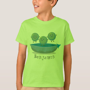 Cute jumping peas in pod cartoon illustration T-Shirt