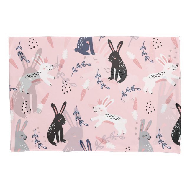Cute Jumping Rabbits Pillowcase (Front)