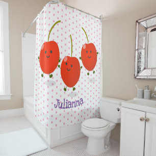 Cute jumping red cherries cartoon illustration