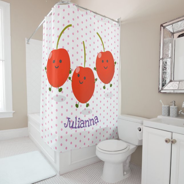 Cute jumping red cherries cartoon illustration (In Situ)