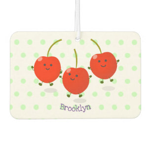 Cute jumping red cherries cartoon illustration  air freshener