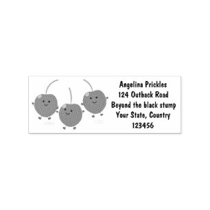 Cute jumping red cherries cartoon illustration rubber stamp