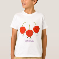 Cute jumping red cherries cartoon illustration