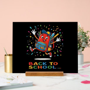 Cute Jumping School Backpack Back To School Design Acrylic Sign