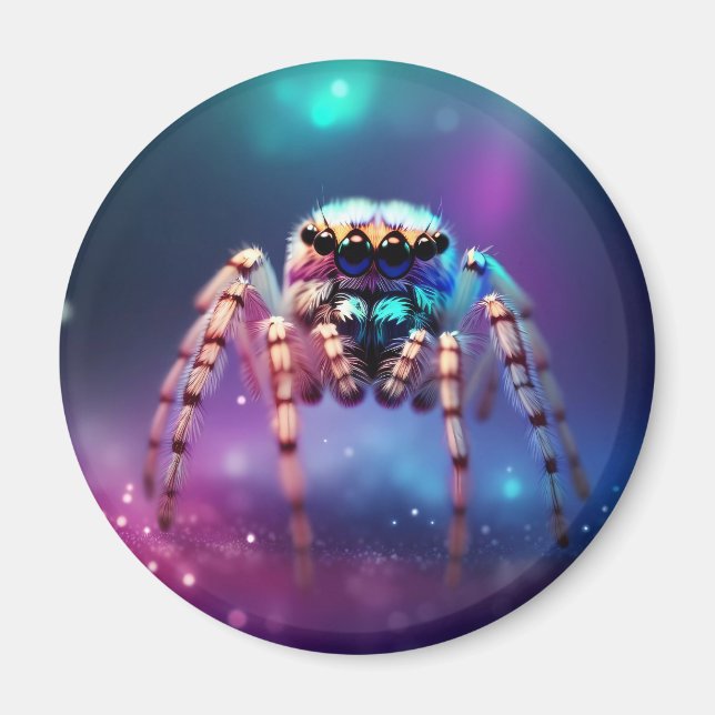 Cute Jumping Spider Vibrant Colours Magnet (Front)