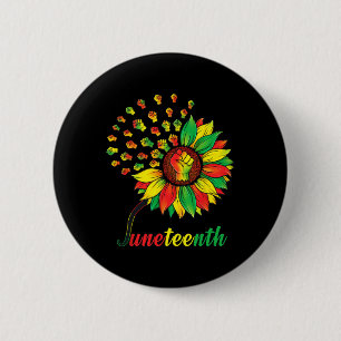 Cute Juneteenth Fist Sunflower Black African Ameri 2 Inch Round Button