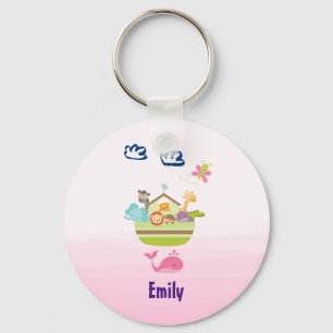 Cute Jungle Animal Ark with a Butterfly and Whale Keychain