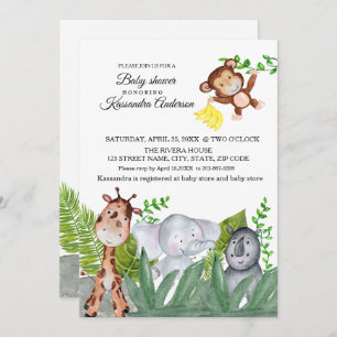 Cute Jungle Animal Baby Shower Invitation