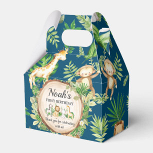 Cute Jungle Animals 1st Birthday Thank You Favor Box